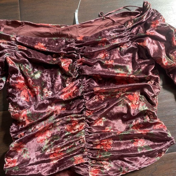 Free People Reina Off The Shoulders Velvet Top Romantic - Picture 6 of 7